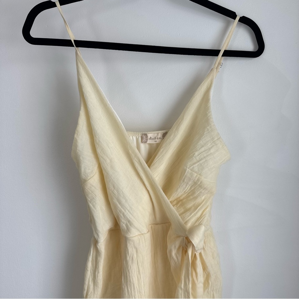 Altar'd State Butter Yellow Mini Dress V-Neck Wrap Dress